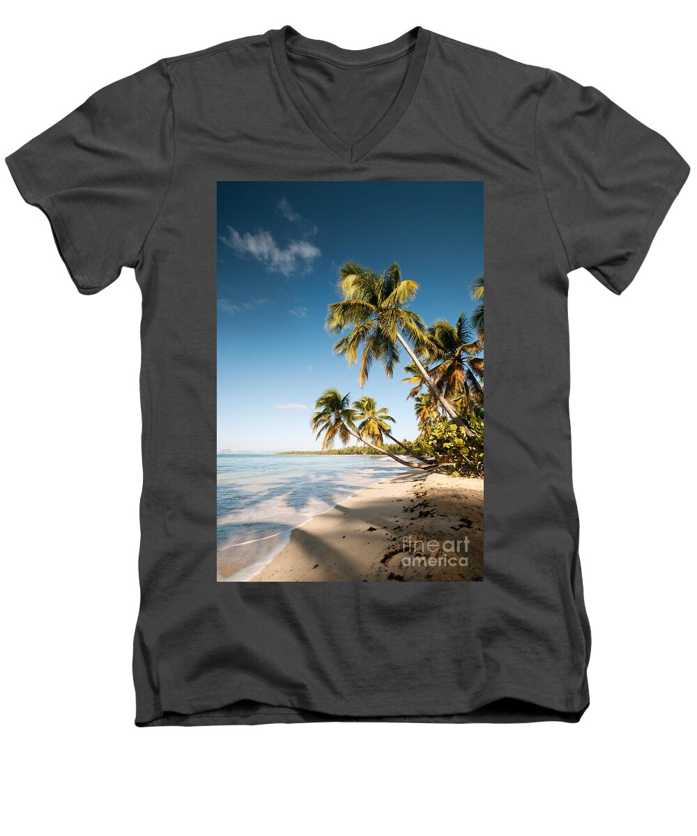 Tropical Men's V-Neck T-Shirt featuring the photograph Les Salines beach II by Matteo Colombo