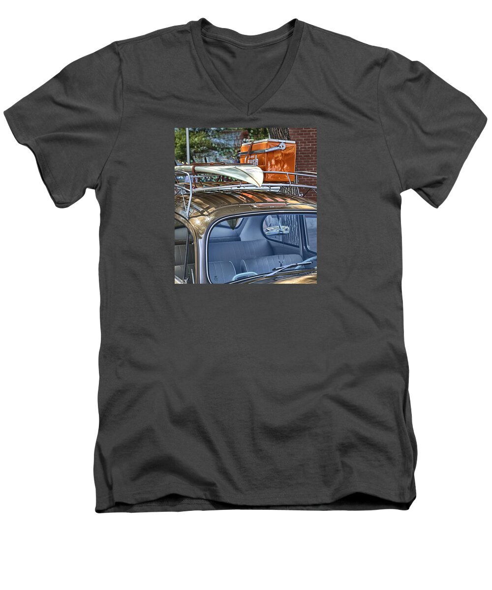 Volkswagon Men's V-Neck T-Shirt featuring the photograph Let's Go Surfing by Theresa Tahara