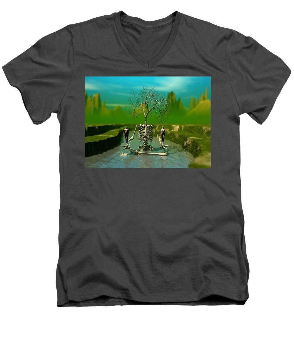 Life Men's V-Neck T-Shirt featuring the digital art Life Death and The River of Time by John Alexander