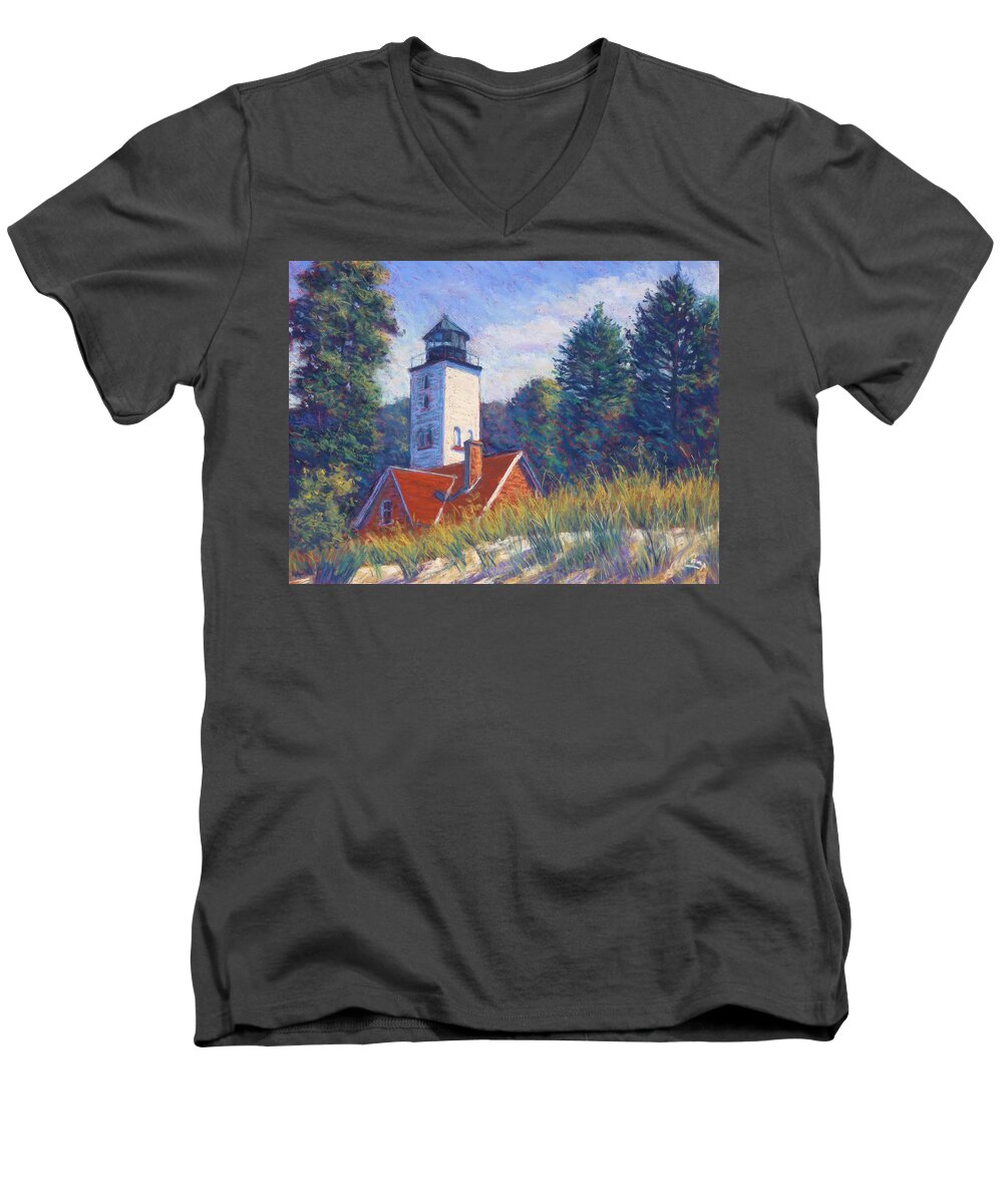 Impressionism Men's V-Neck T-Shirt featuring the painting Light at Presque Isle by Michael Camp