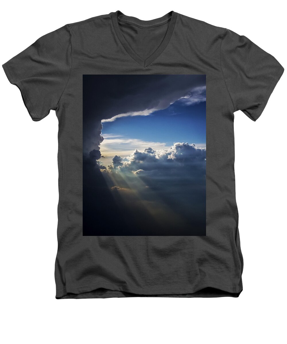 Light Shafts From Thunderstorm Men's V-Neck T-Shirt featuring the photograph Light Shafts from Thunderstorm II by Greg Reed