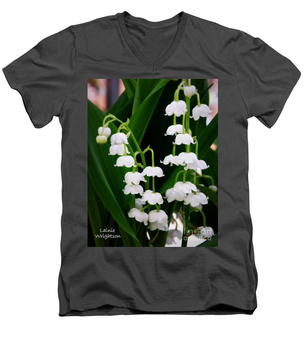 Lily Of The Valley Men's V-Neck T-Shirt featuring the photograph Lily of the Valley by Lainie Wrightson