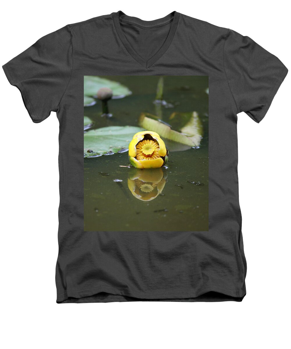 Floral Men's V-Neck T-Shirt featuring the photograph Lily Reflections by Neal Eslinger