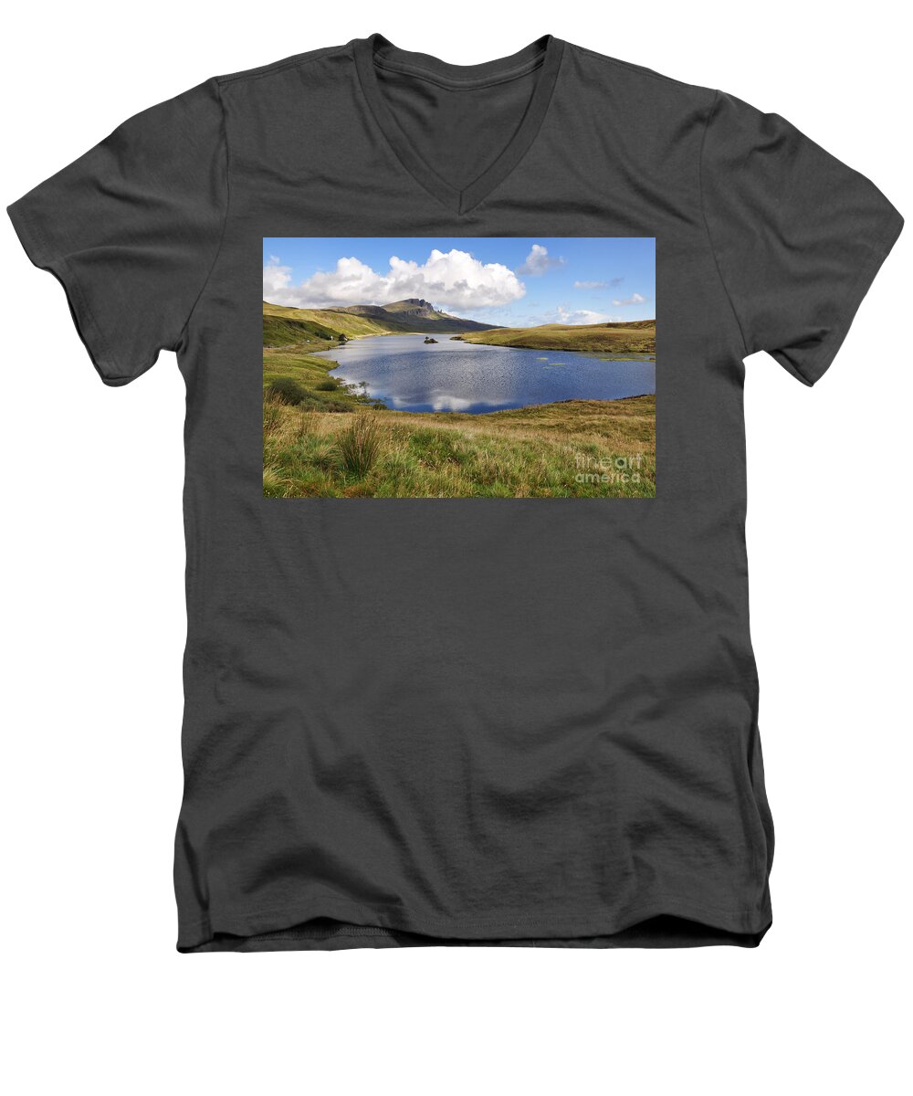 Loch Fada Men's V-Neck T-Shirt featuring the photograph Loch Fada to Old Man of Storr by Bel Menpes