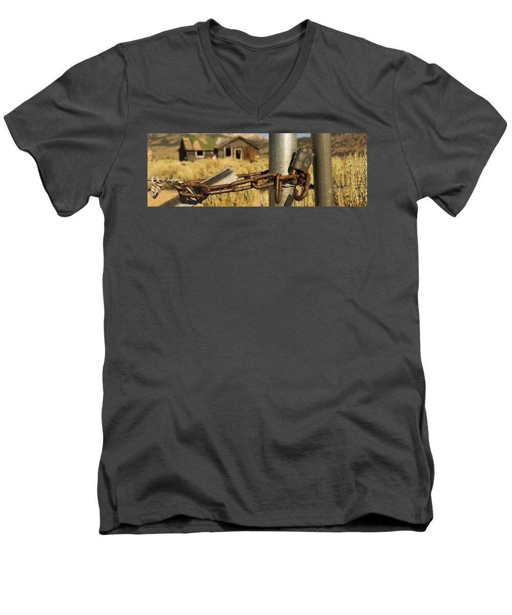 Chain Men's V-Neck T-Shirt featuring the photograph Locked up by Bryant Coffey