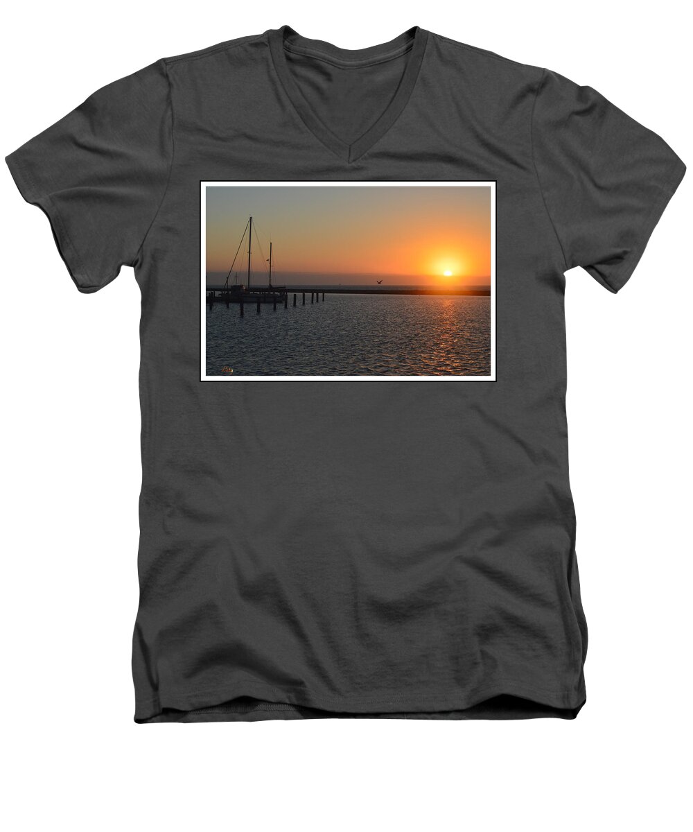 Bird Men's V-Neck T-Shirt featuring the photograph Lone Bird at The Marina by Leticia Latocki