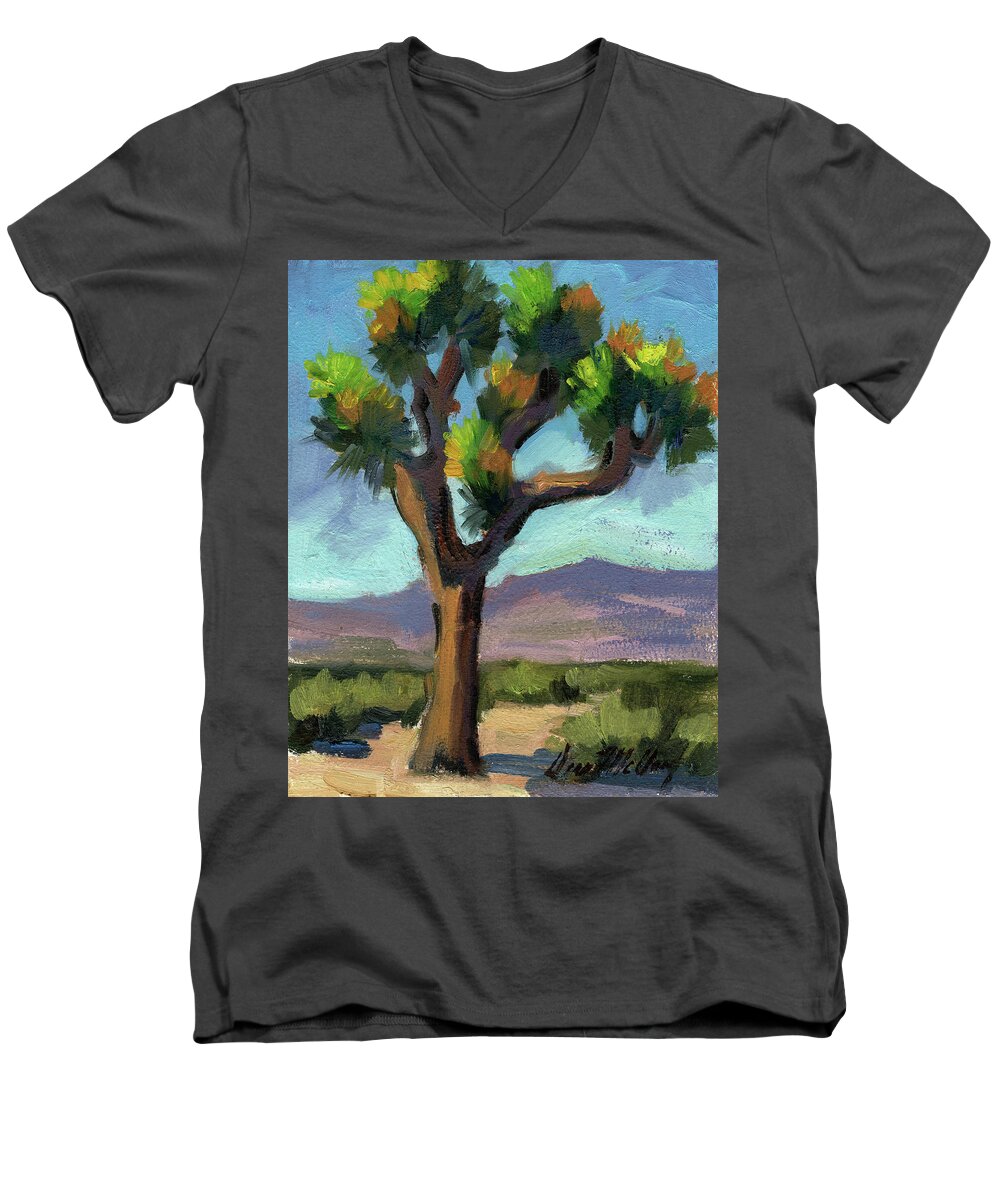 Lone Joshua Tree Men's V-Neck T-Shirt featuring the painting Lone Joshua Tree by Diane McClary