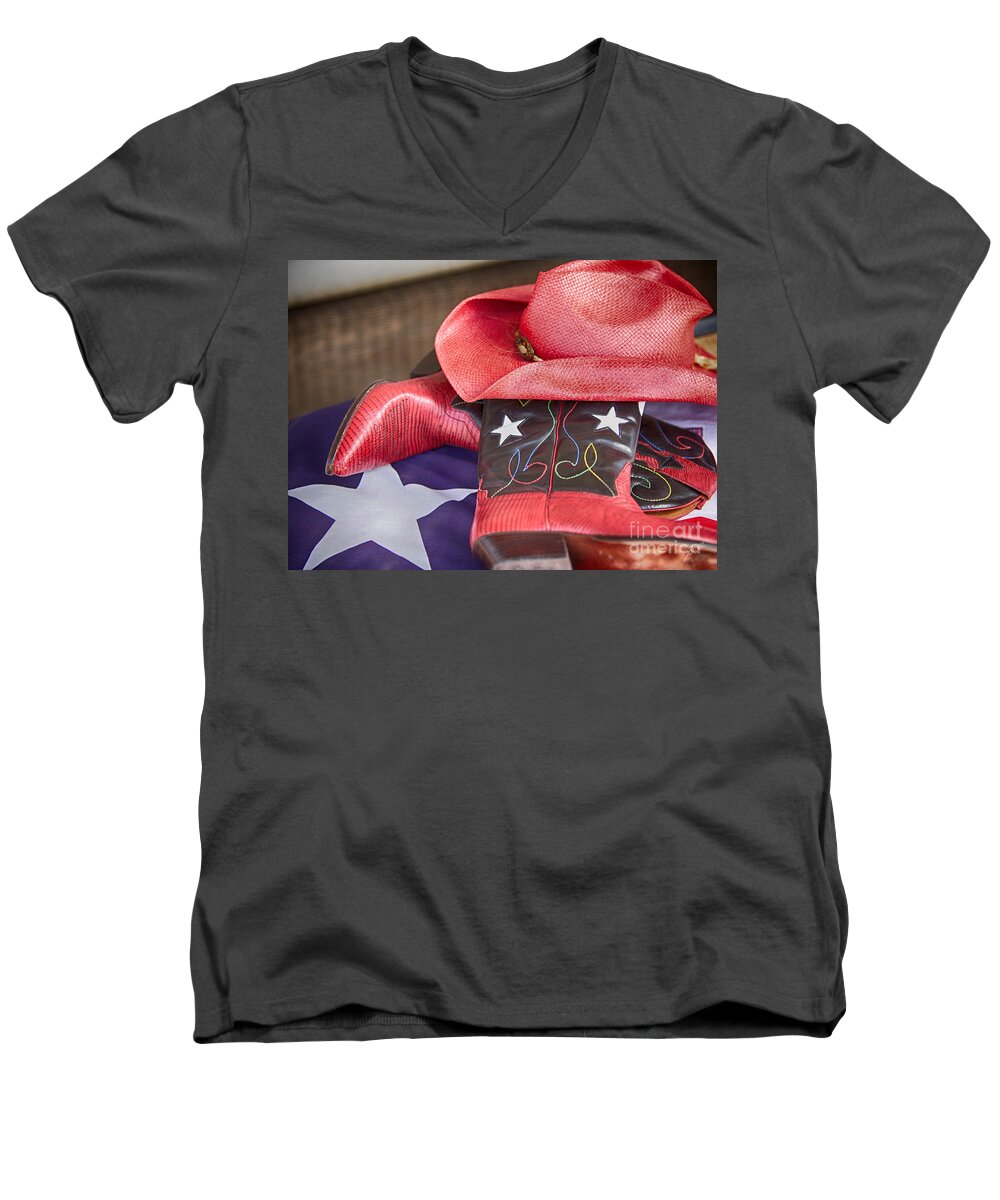 Cowgirl Men's V-Neck T-Shirt featuring the photograph Lone Star Gal 2 by Erika Weber