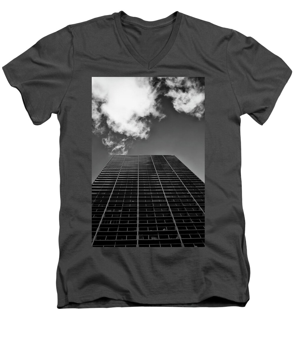 Day Men's V-Neck T-Shirt featuring the photograph Looking Up At A Tall Building by Ian Ludwig