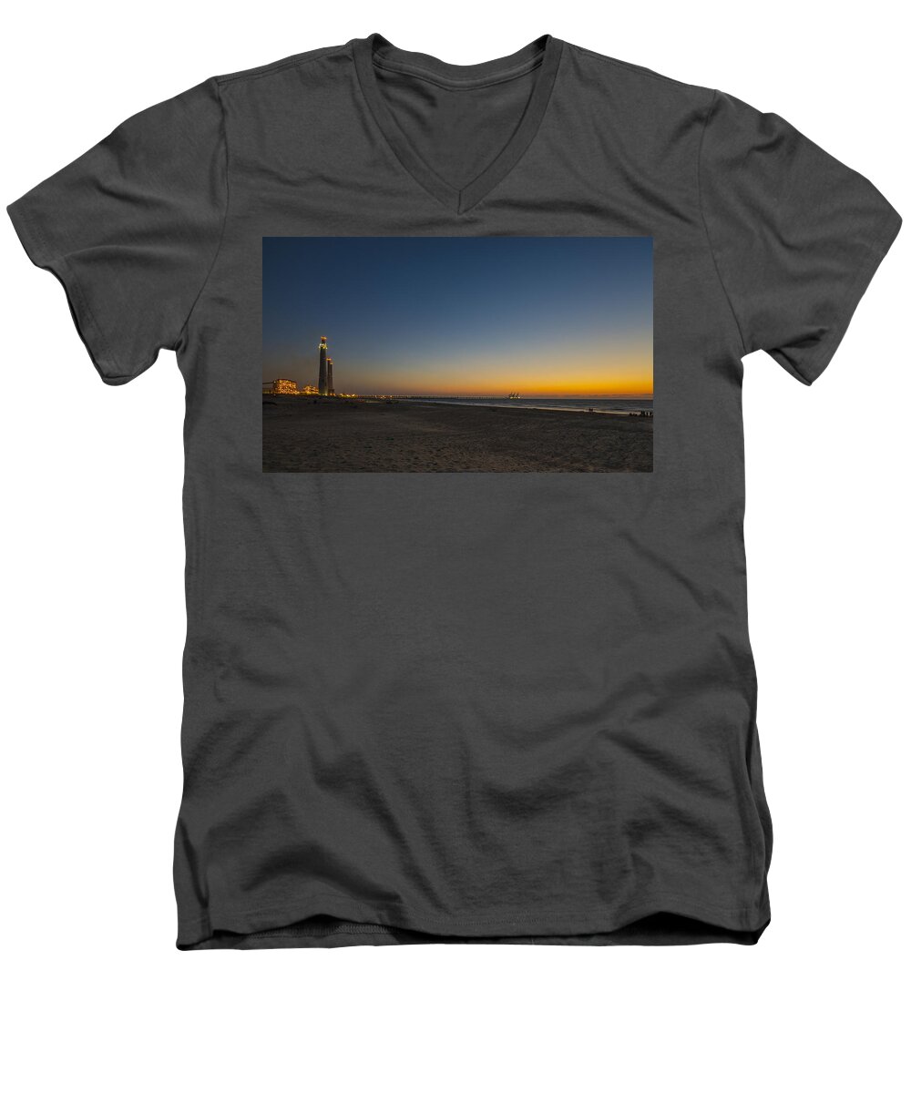 Israel Men's V-Neck T-Shirt featuring the photograph magical sunset moments at Caesarea by Ron Shoshani