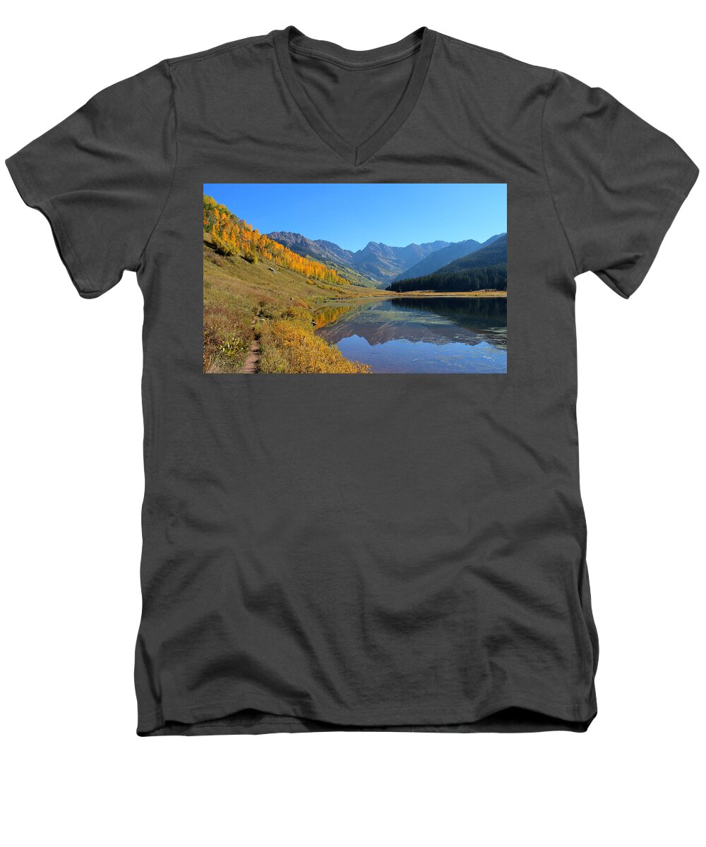 Piney Lake Men's V-Neck T-Shirt featuring the photograph Magical View by Fiona Kennard