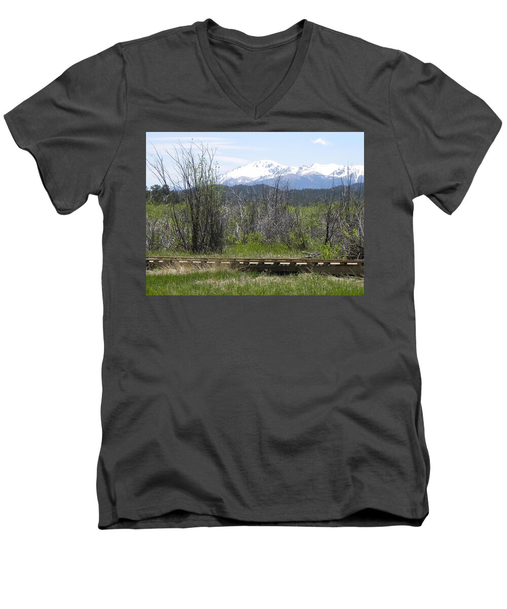 Berg Men's V-Neck T-Shirt featuring the photograph Lake Manitou SP Woodland Park CO #2 by Margarethe Binkley