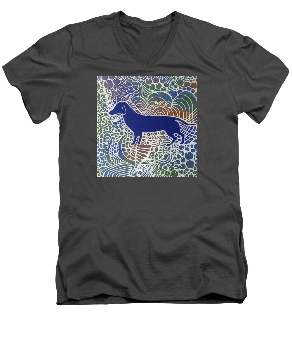 Dog Men's V-Neck T-Shirt featuring the painting Dog Lovers by Sandra Lira