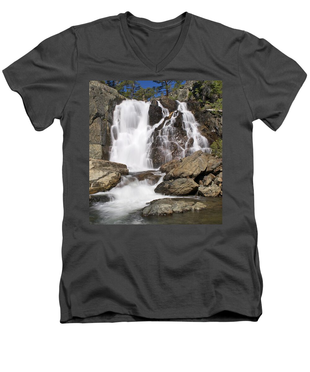 Waterfall Men's V-Neck T-Shirt featuring the photograph Modjesku Falls by Paul Riedinger