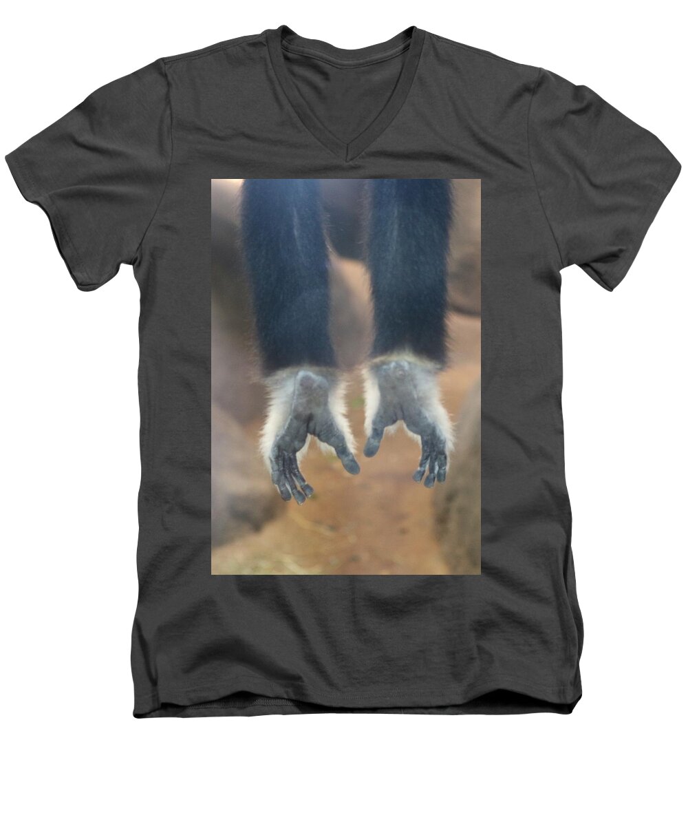 Monkey Men's V-Neck T-Shirt featuring the photograph Monkeying Around by Christy Pooschke