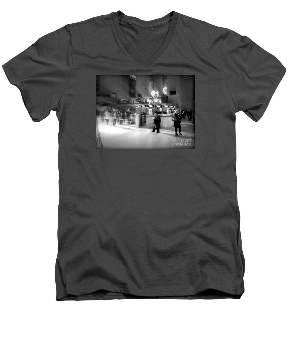 Grand Central Men's V-Neck T-Shirt featuring the photograph Morning in Grand Central by Miriam Danar