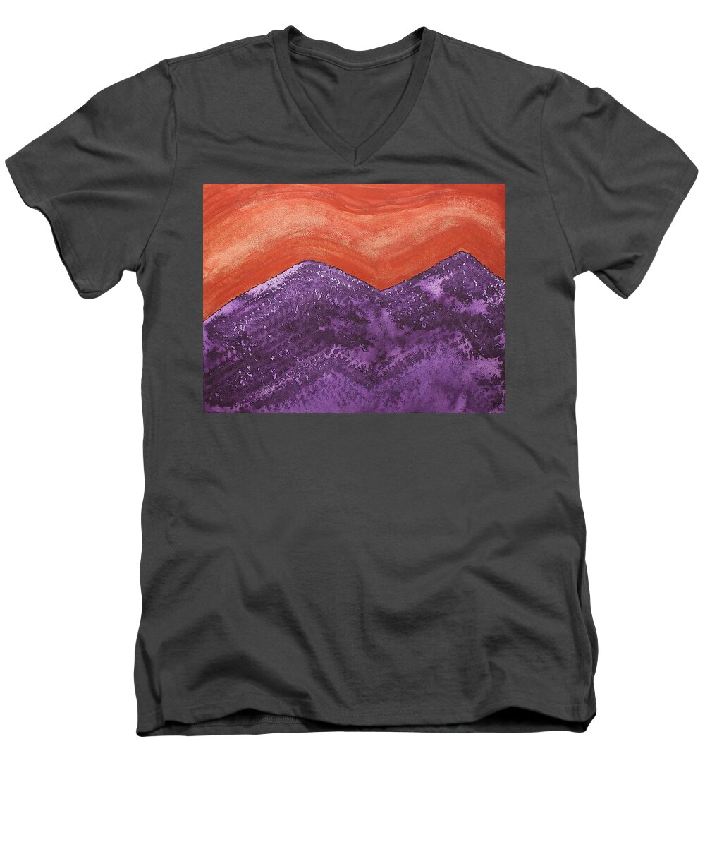 Mountains Men's V-Neck T-Shirt featuring the painting Mountain Majesty original painting by Sol Luckman