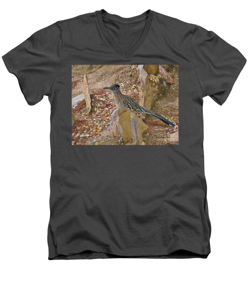 Roadrunner Men's V-Neck T-Shirt featuring the photograph Mr. BeeP BeeP by Angela J Wright