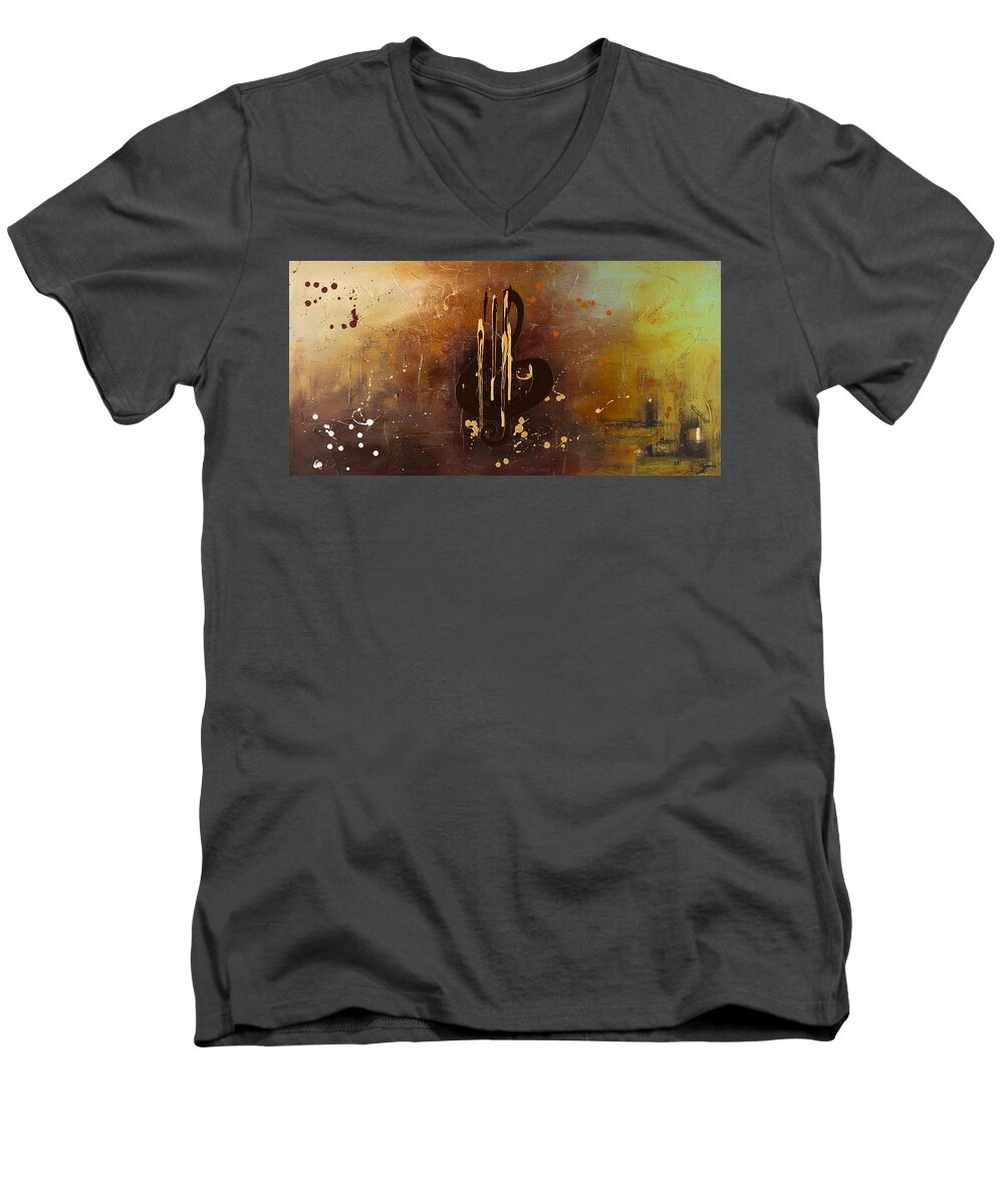 Music Abstract Art Men's V-Neck T-Shirt featuring the painting Music All Around Us by Carmen Guedez