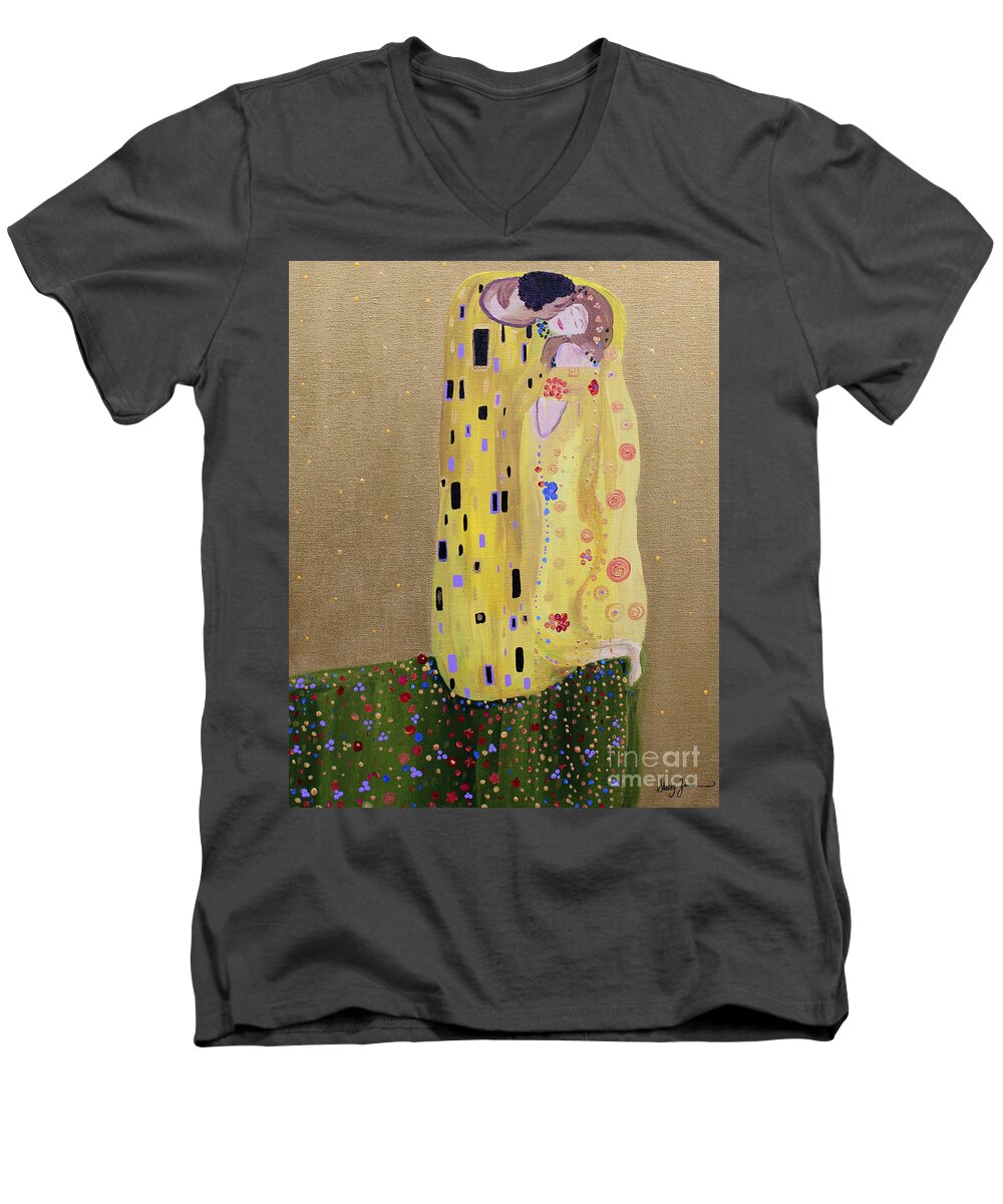 Kiss Men's V-Neck T-Shirt featuring the painting My Kiss by Stacey Zimmerman