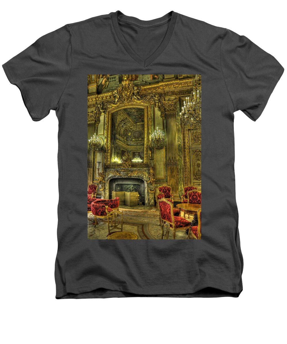 Paris Louvre Men's V-Neck T-Shirt featuring the photograph Napoleon III Room by Michael Kirk
