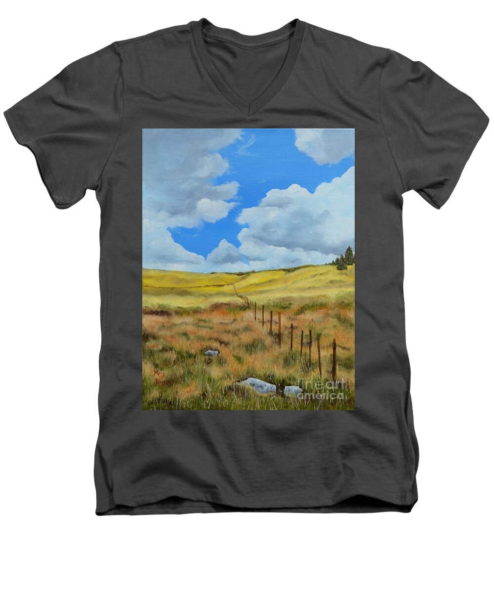 Chama Men's V-Neck T-Shirt featuring the painting Near Chama by Mary Rogers