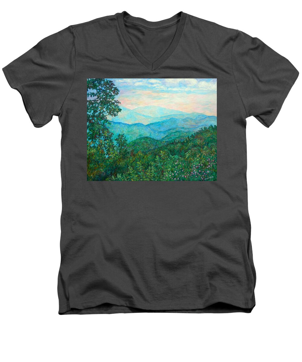 Landscape Men's V-Neck T-Shirt featuring the painting Near Purgatory by Kendall Kessler
