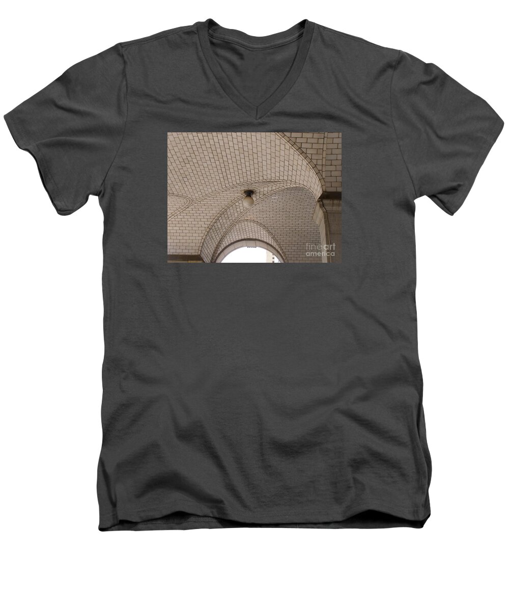New York City Men's V-Neck T-Shirt featuring the photograph New York City Subway by LeLa Becker