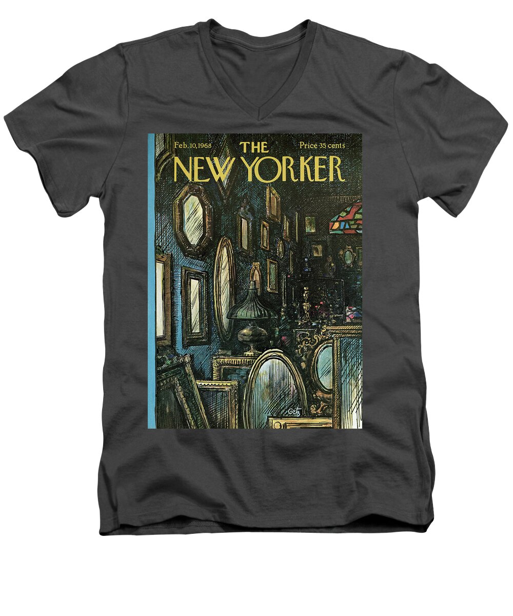 Arthur Getz Agt Men's V-Neck T-Shirt featuring the painting New Yorker February 10th, 1968 by Arthur Getz