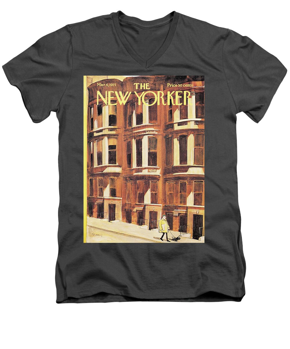 Charles Saxon Men's V-Neck T-Shirt featuring the painting New Yorker March 6th, 1971 by Charles Saxon
