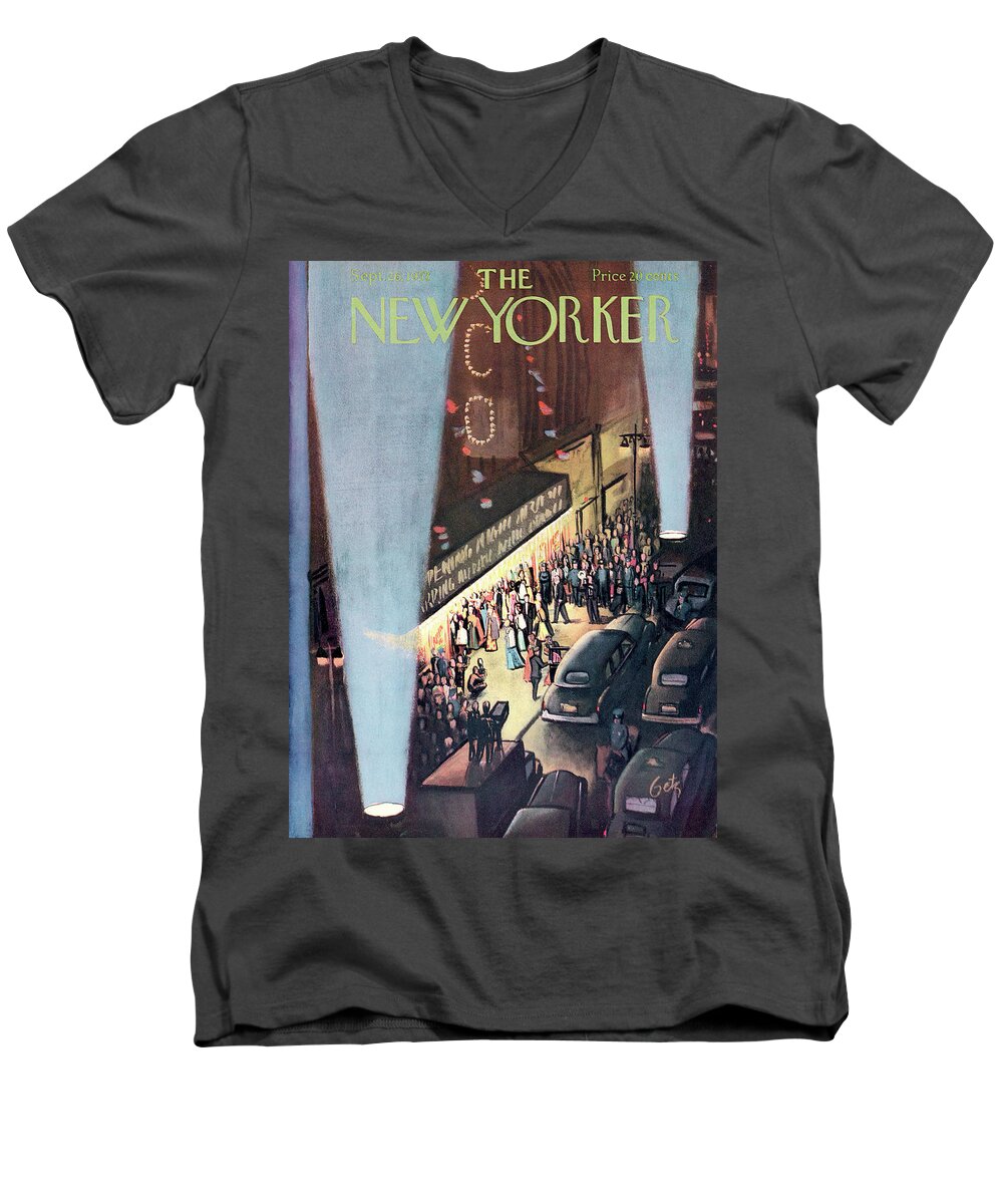 Urban Men's V-Neck T-Shirt featuring the painting New Yorker September 26th, 1953 by Arthur Getz