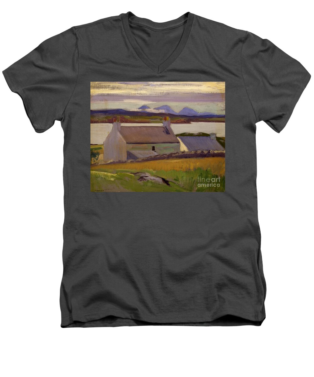 Cadell Men's V-Neck T-Shirt featuring the painting Nightfall Iona by Francis Campbell Boileau Cadell