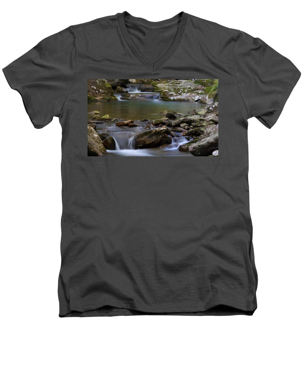 North Prong Of Flat Fork Creek Men's V-Neck T-Shirt featuring the photograph North Prong Of Flat Fork Creek by Daniel Reed