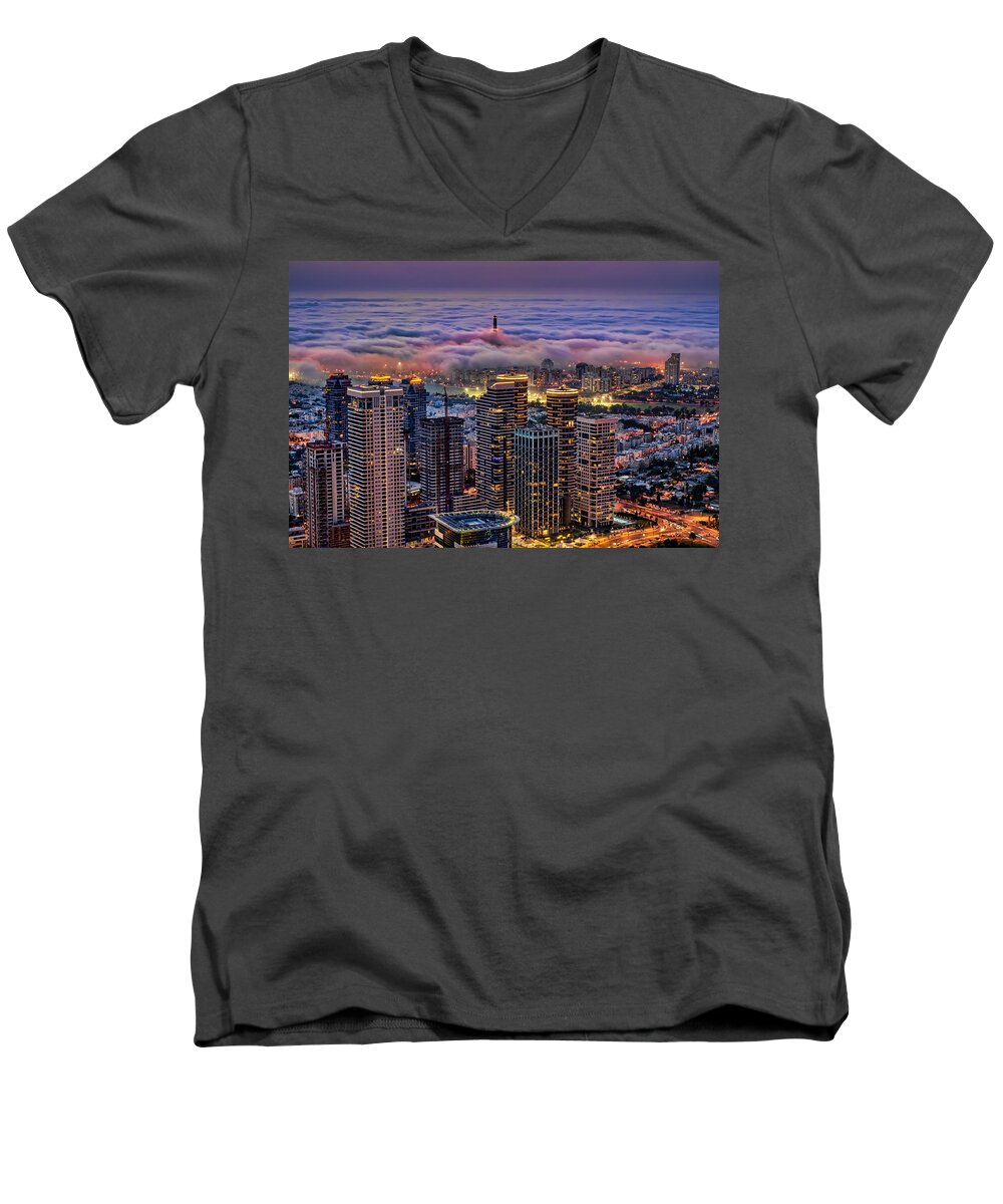 Israel Men's V-Neck T-Shirt featuring the photograph Not Hong Kong by Ron Shoshani