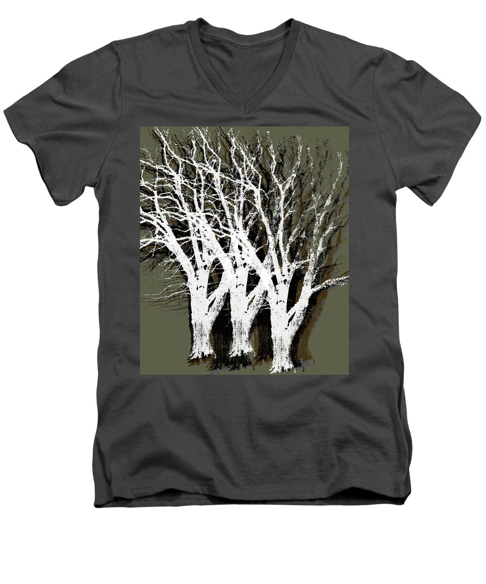 Oak Tree Men's V-Neck T-Shirt featuring the photograph Oak Tree Stamps by David Yocum