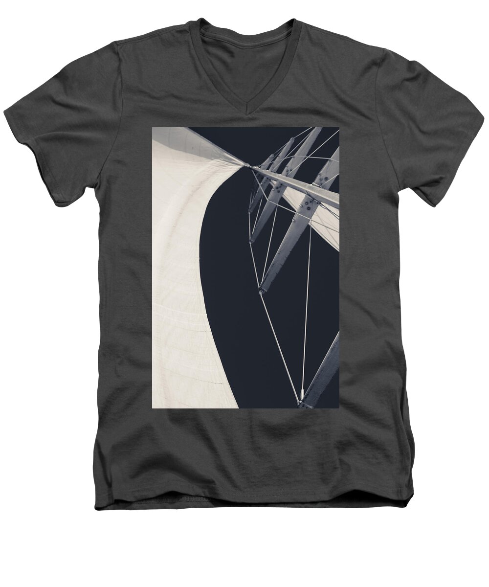 Sails Men's V-Neck T-Shirt featuring the photograph Obsession Sails 9 Black and White by Scott Campbell