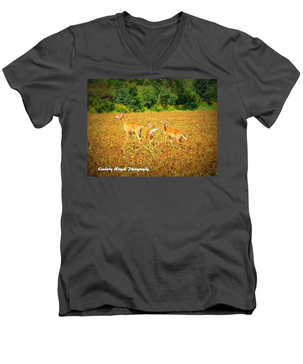 Deer Men's V-Neck T-Shirt featuring the photograph Oh Deer by Kimberly Woyak