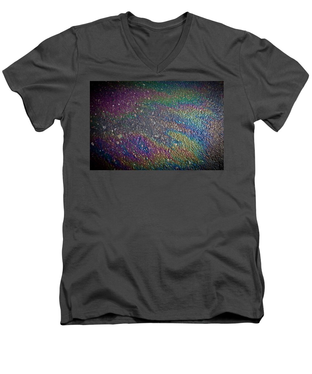 Oil Men's V-Neck T-Shirt featuring the photograph Oil Rainbow by Alexander Fedin
