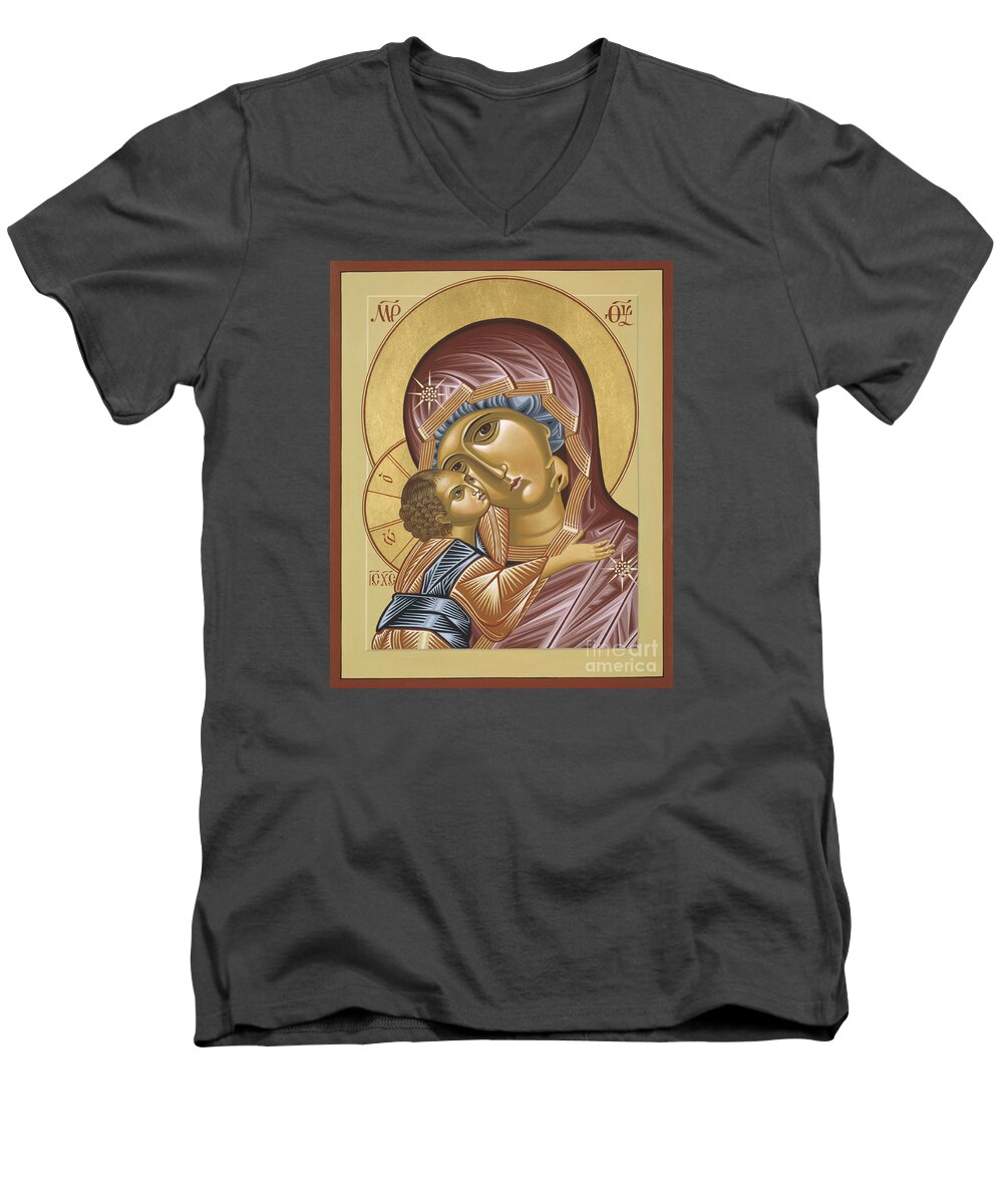 Mother Men's V-Neck T-Shirt featuring the painting Our Lady of Grace Vladimir 002 by William Hart McNichols
