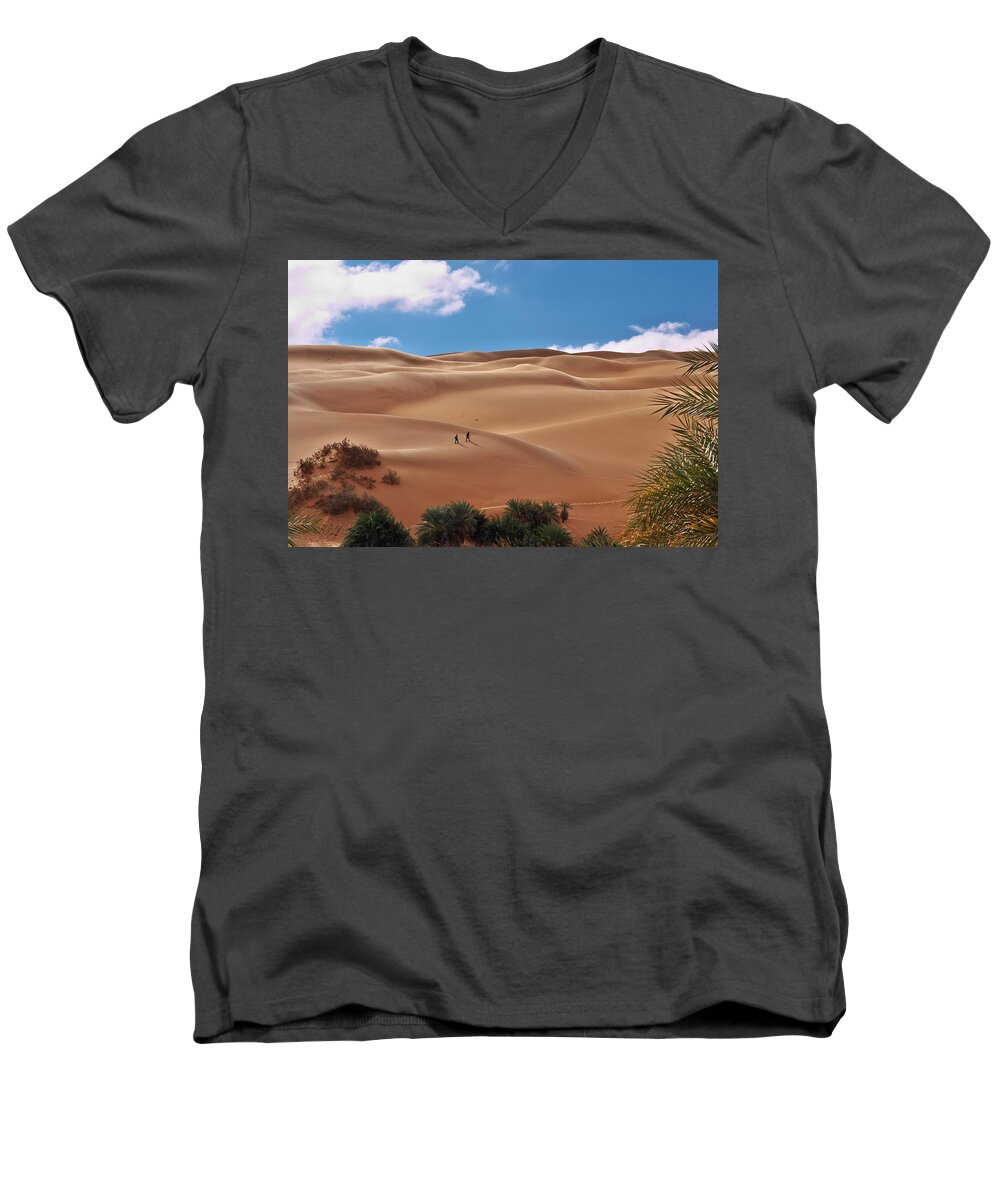 Palm Men's V-Neck T-Shirt featuring the photograph Over the dunes by Ivan Slosar