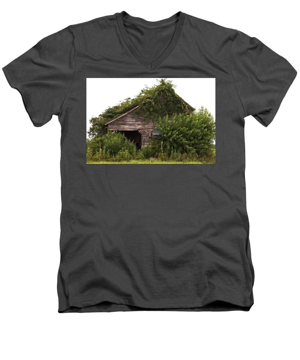 Barn Men's V-Neck T-Shirt featuring the photograph Overgrown by Green by Jo Ann Tomaselli