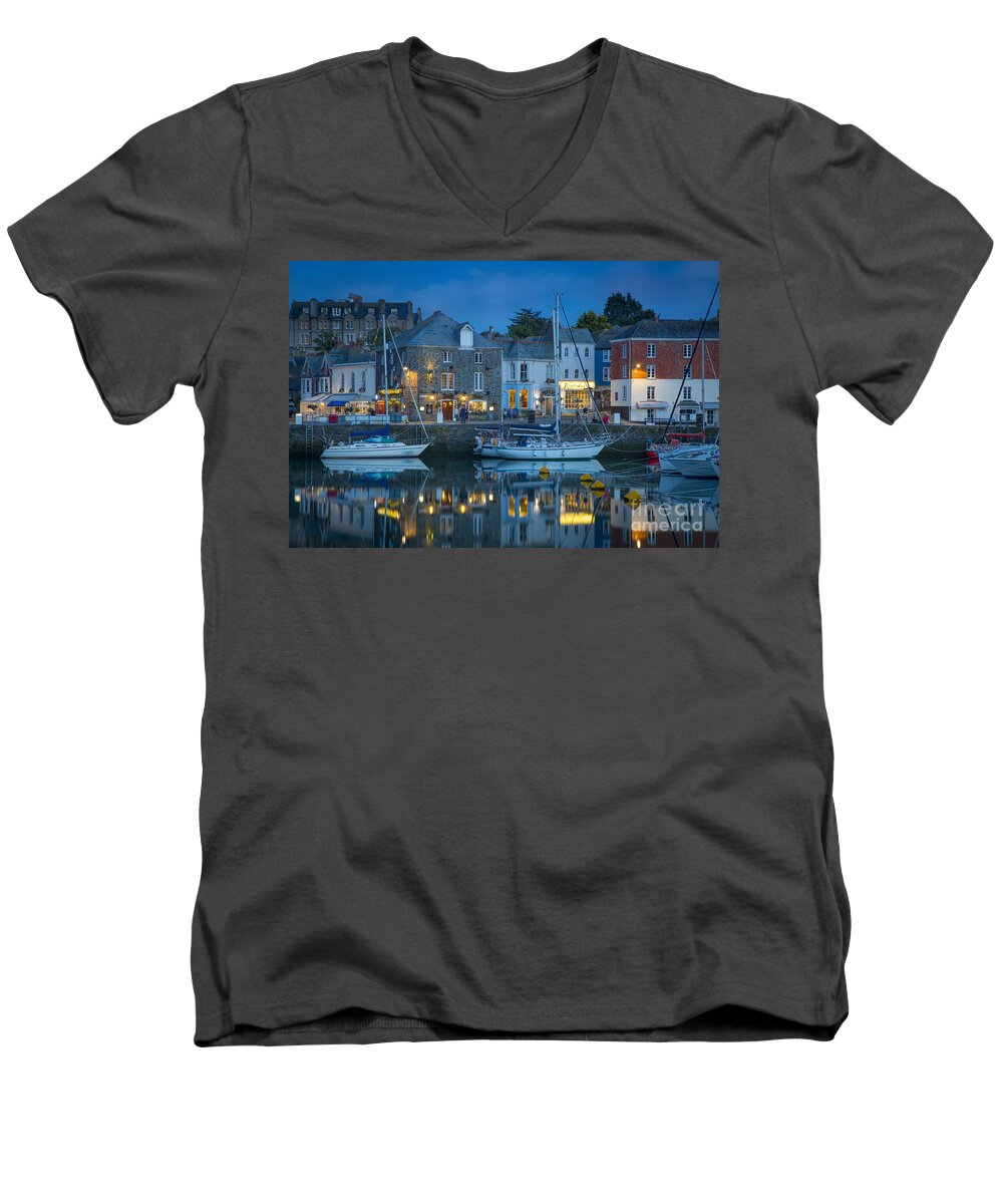 Padstow Men's V-Neck T-Shirt featuring the photograph Padstow Twilight by Brian Jannsen
