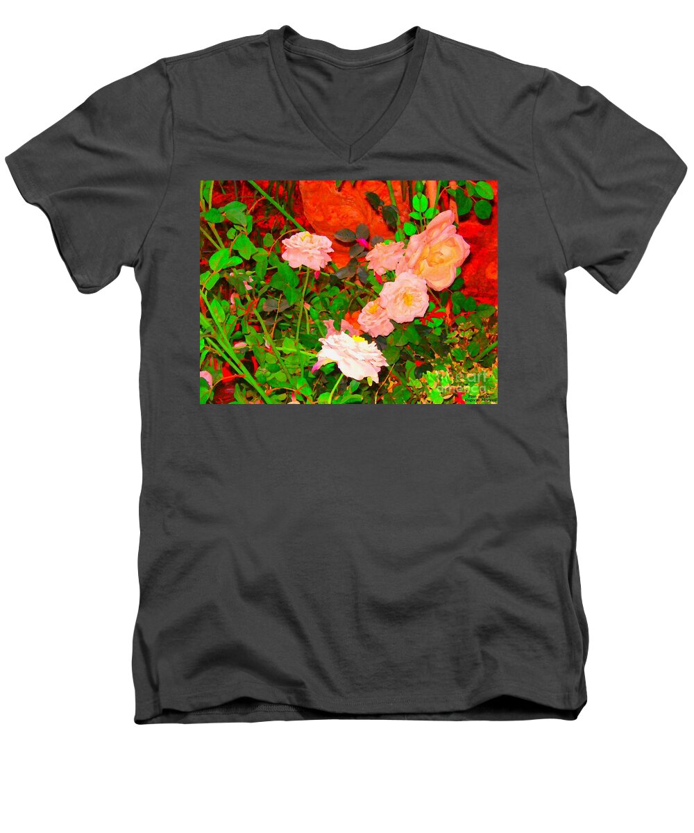 Rogerio Mariani Roses Fine Arts Europe France World Wide Global Best Art Google Dolphin 007 Men's V-Neck T-Shirt featuring the mixed media Paint Roses by Rogerio Mariani