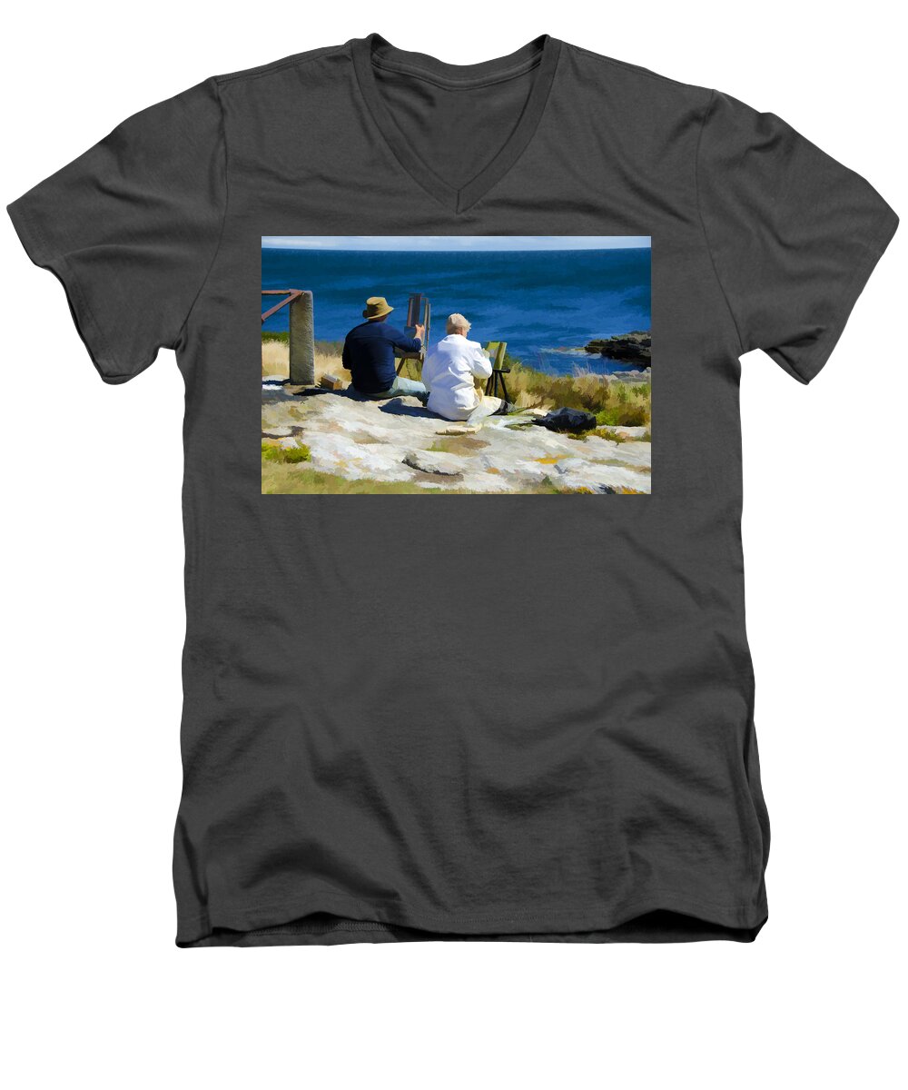 Artist Men's V-Neck T-Shirt featuring the photograph Painting the View by Donna Doherty