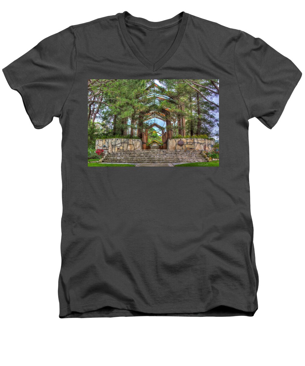 Architecture Men's V-Neck T-Shirt featuring the photograph Palos Verdes Stone And Glass by Heidi Smith