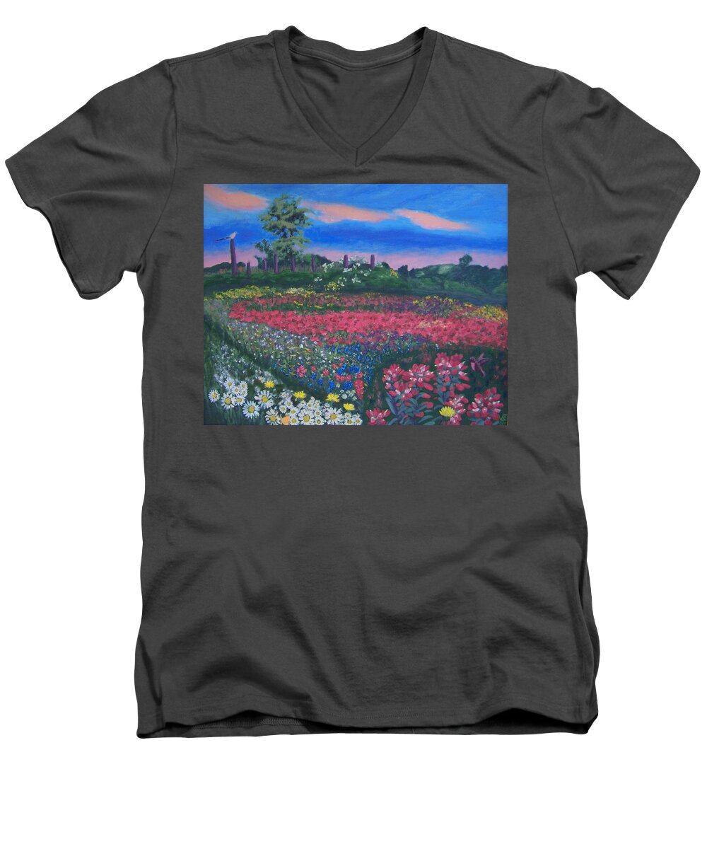 Paradise Men's V-Neck T-Shirt featuring the painting Paradise by Vera Smith