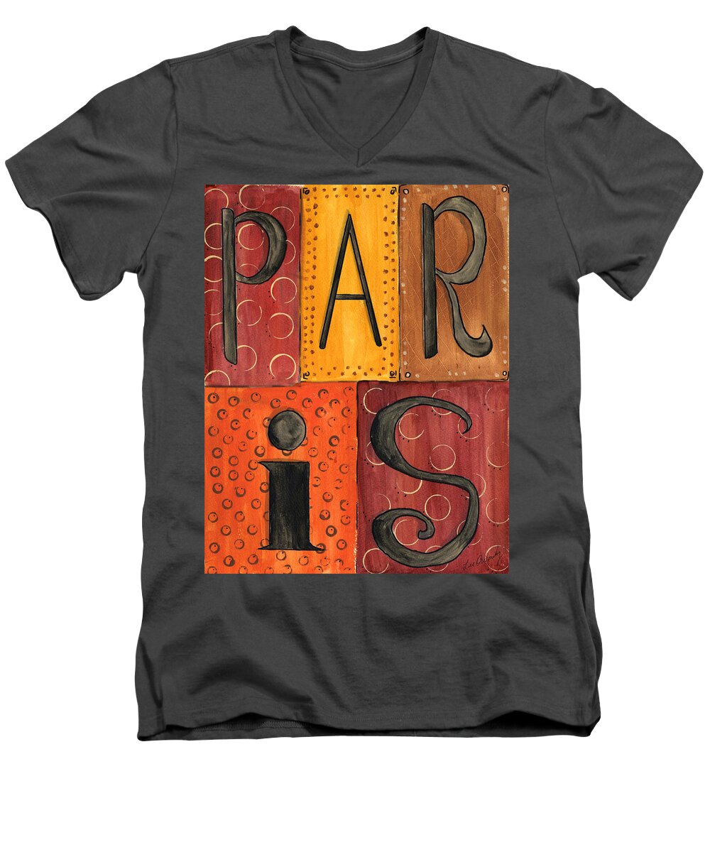 Paris Men's V-Neck T-Shirt featuring the painting Paris by Lee Owenby