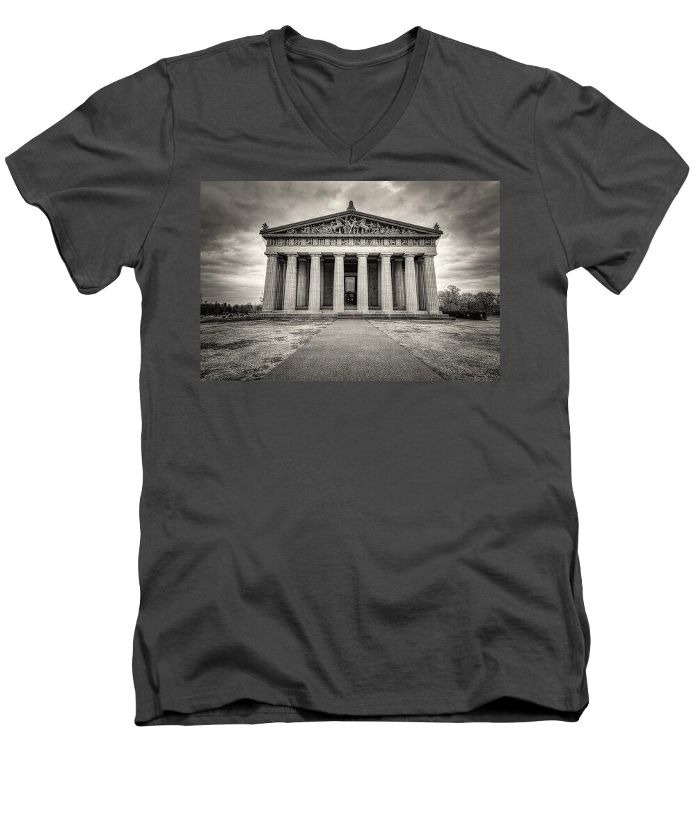 Parthenon Men's V-Neck T-Shirt featuring the photograph Parthenon by Brett Engle