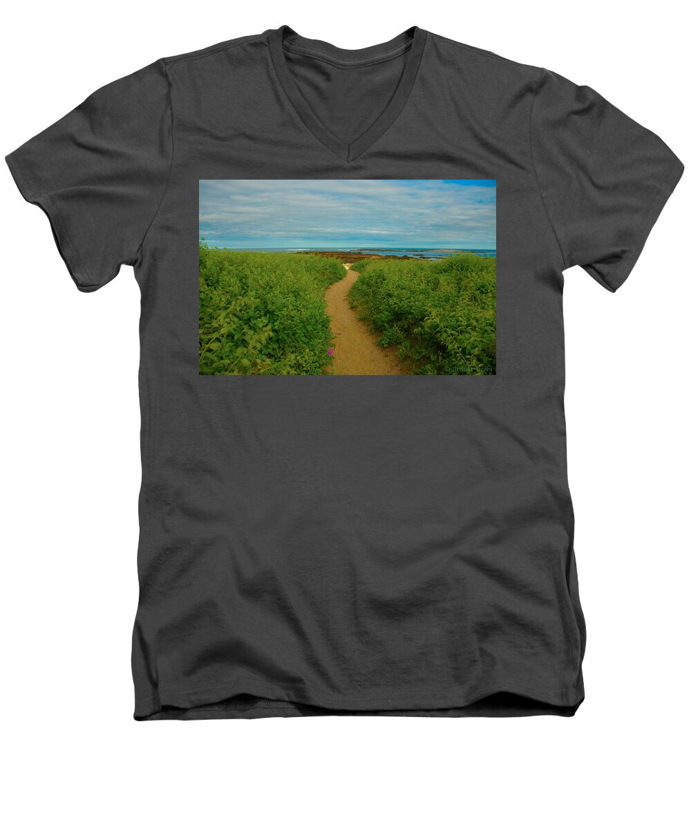 Biddeford Men's V-Neck T-Shirt featuring the photograph Path to Blue by Brenda Jacobs
