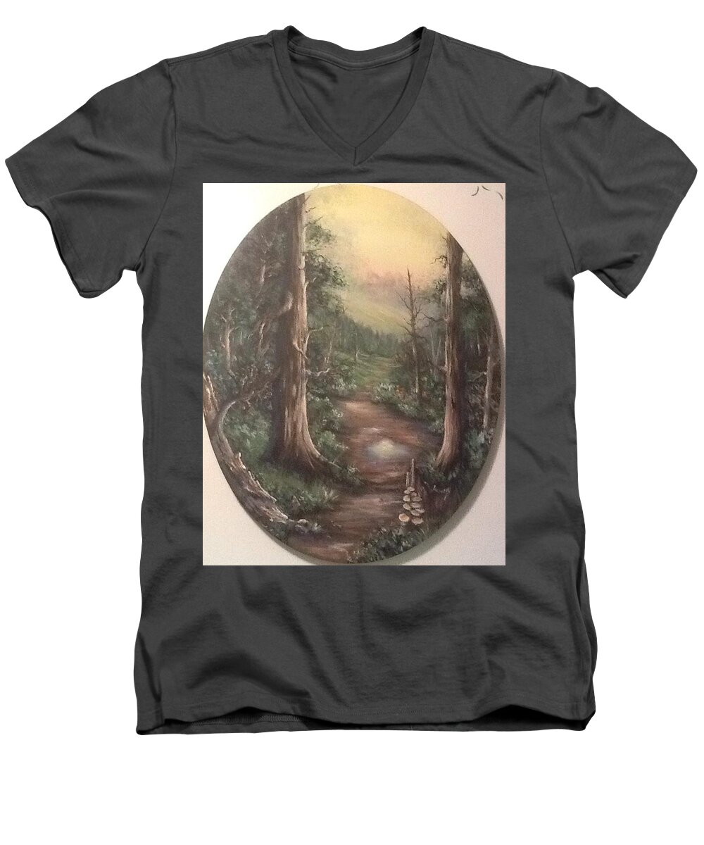 Path Men's V-Neck T-Shirt featuring the painting Peace time by Megan Walsh